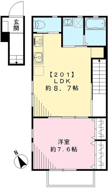 グレースケイ(1LDK/2階)の間取り写真