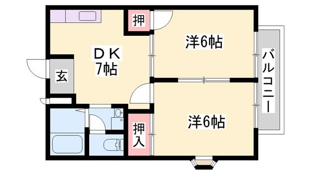 タウニーSB(2DK/1階)の間取り写真