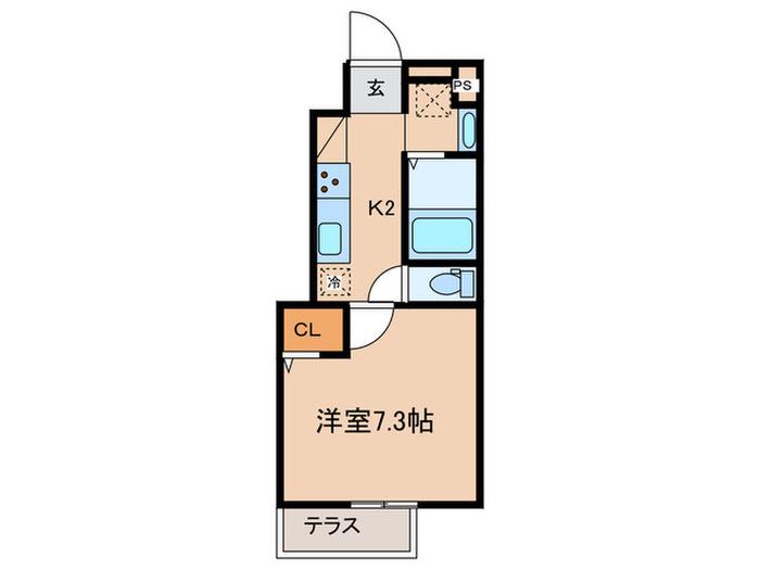 グラナーデ成城学園前C(1K/1階)の間取り写真