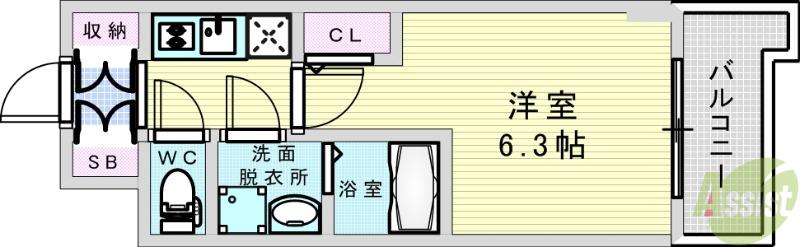 エステムコート新大阪17ベイス(1K/15階)の間取り写真