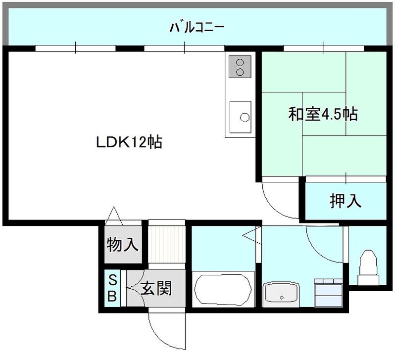 サンテラス垂水(1LDK/3階)の間取り写真