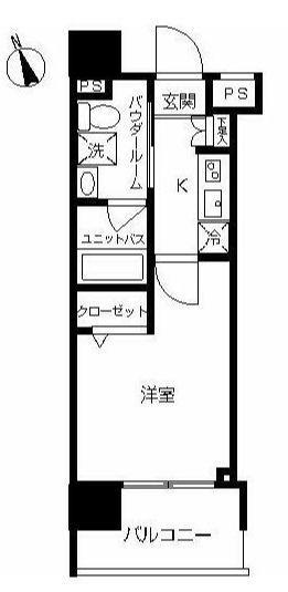 スカイコート川崎西口第2(1K/9階)の間取り写真