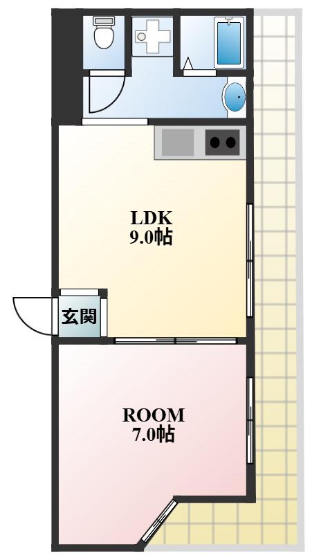 カネサカ第2関口マンション(1LDK/4階)の間取り写真