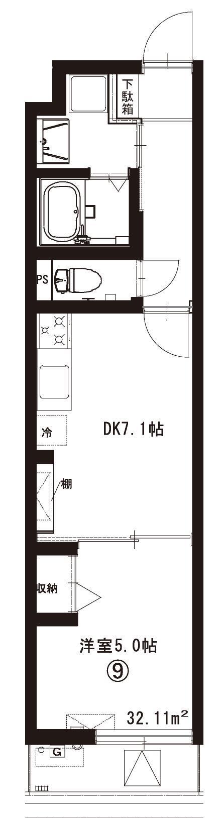 志幸71MORGAN(1DK/1階)の間取り写真