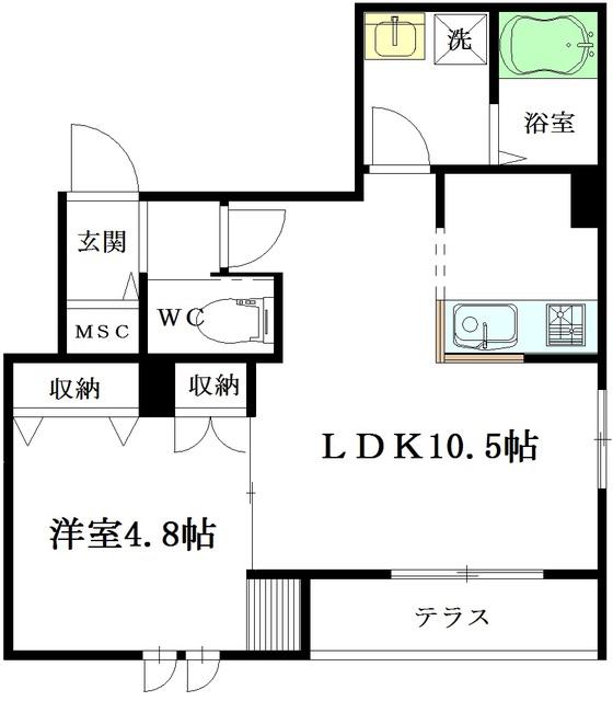 VENT VERT中野富士見町(1LDK/1階)の間取り写真