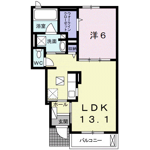 シエン ノワール(1LDK/1階)の間取り写真