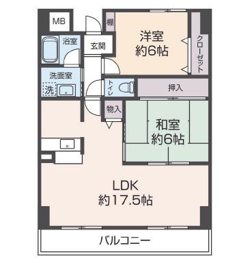 サンクレスト岸和田(2LDK/1階)の間取り写真