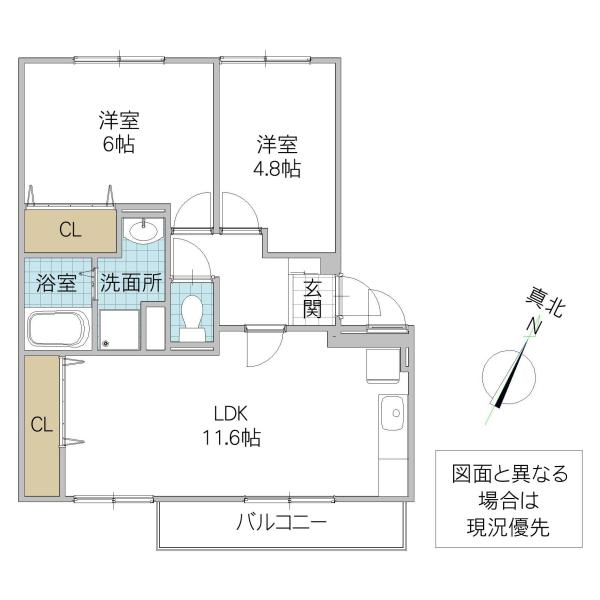 タウニーロイヤル I(2LDK/3階)の間取り写真