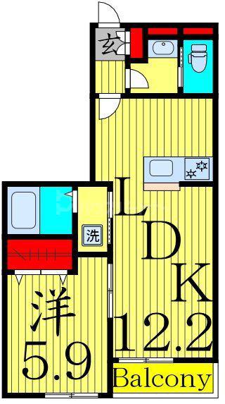 足立区中央本町3丁目(1LDK/1階)の間取り写真