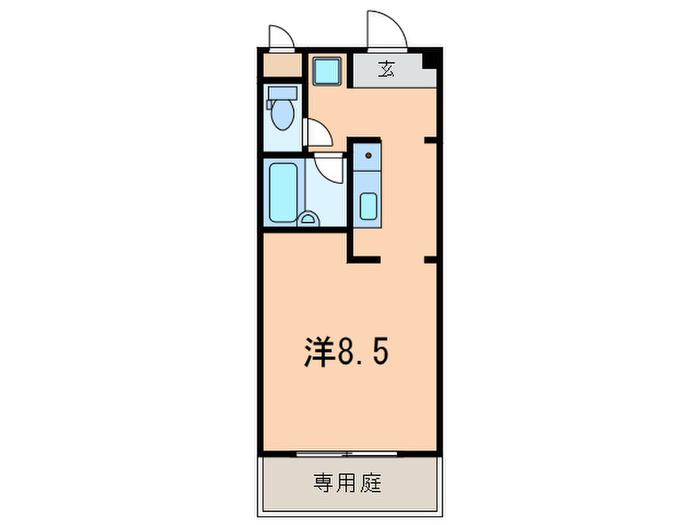 シーホース芦屋(ワンルーム/1階)の間取り写真
