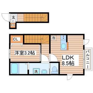 シエル宮町II(1LDK/2階)の間取り写真