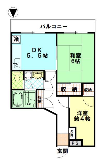 パークサイド三園(2DK/3階)の間取り写真