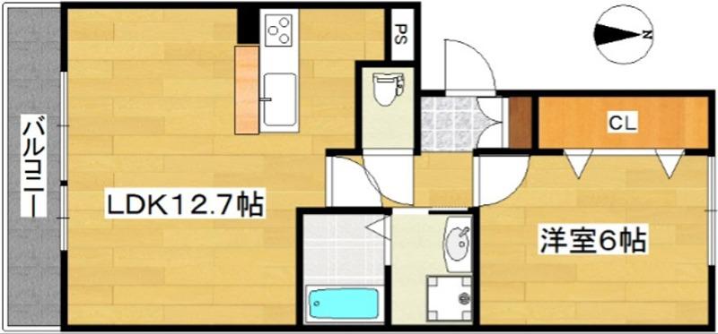 SALA城ノ内(1LDK/3階)の間取り写真