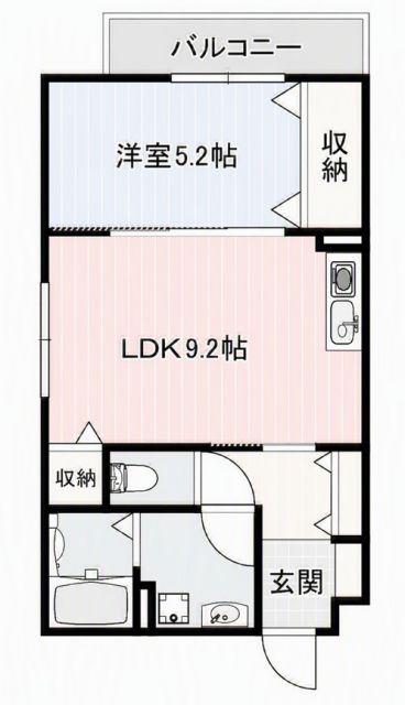 土山ハイツ(1LDK/3階)の間取り写真