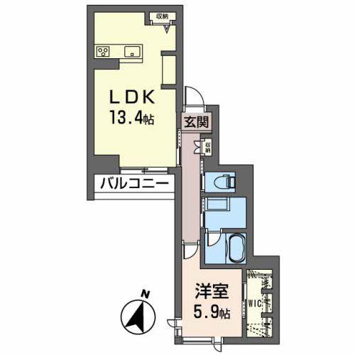 レフィアント立町(1LDK/2階)の間取り写真