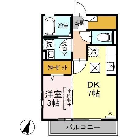 グランブリック(1DK/1階)の間取り写真