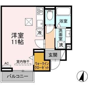 名鉄西尾線 西尾口駅 徒歩17分 2階建 築4年(ワンルーム/1階)の間取り写真