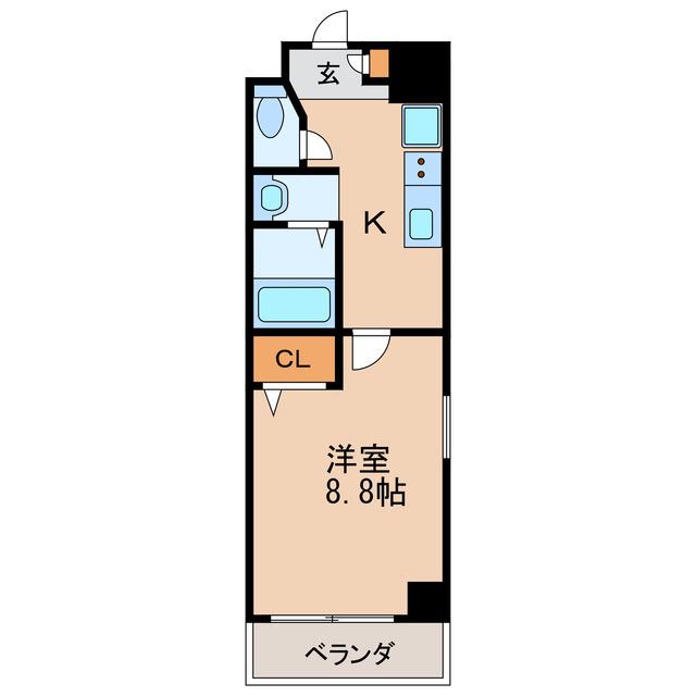 サンパティーク東片端(1K/8階)の間取り写真
