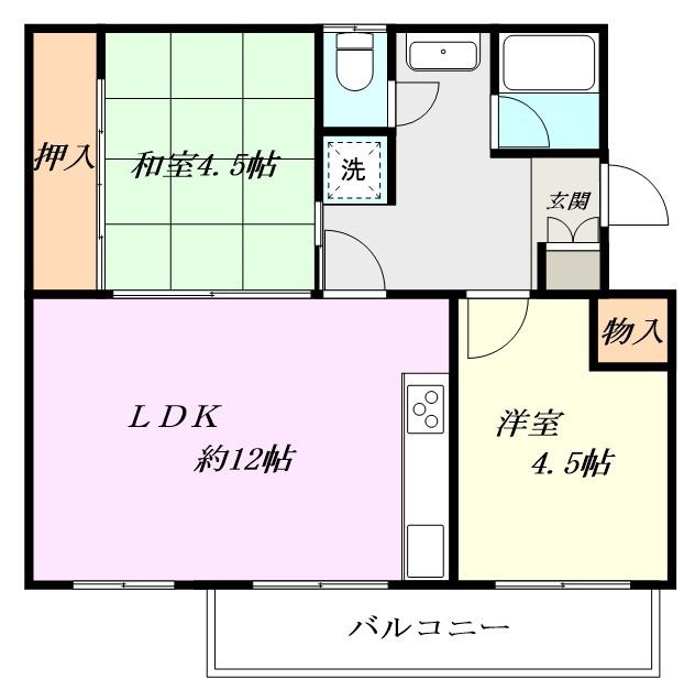 粟生第二27棟(2LDK/1階)の間取り写真