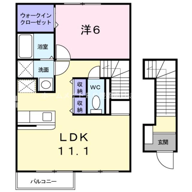 サンフラワ-A(1LDK/2階)の間取り写真