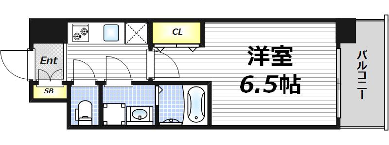レジュールアッシュ都島ヴェルクレール(1K/3階)の間取り写真