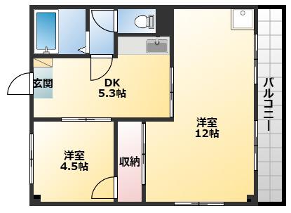 藤原マンション(2DK/4階)の間取り写真
