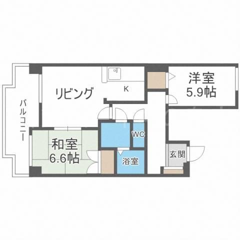 ルミファ中の島(2LDK/1階)の間取り写真