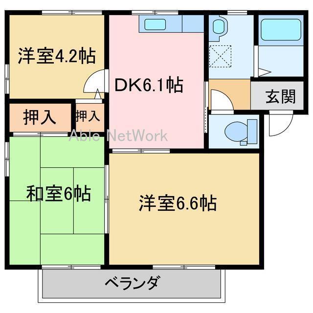 グランビア庄内(3DK/2階)の間取り写真