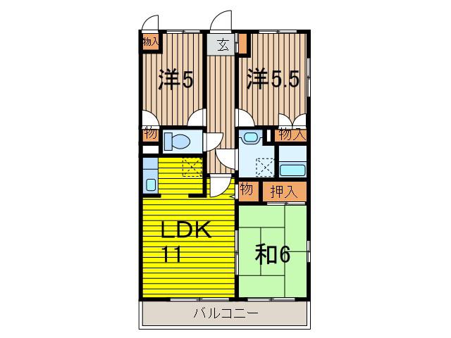 緑の森ハウス(3LDK/3階)の間取り写真