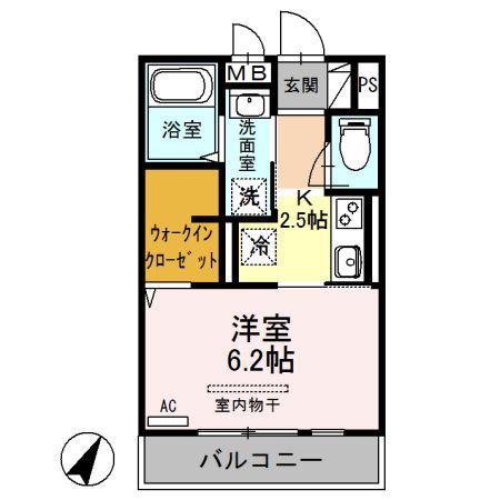 エギスハイム(1K/2階)の間取り写真
