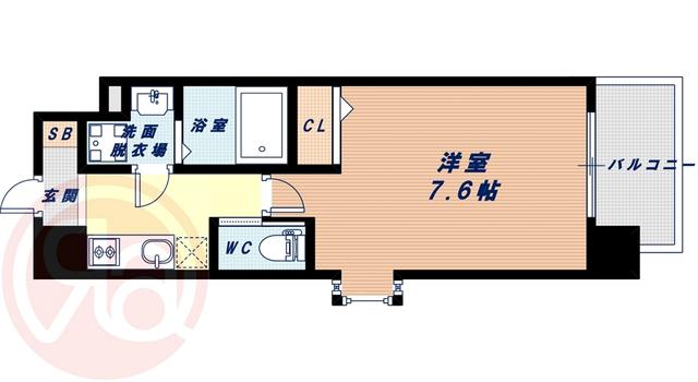 エグゼ難波西II(1K/6階)の間取り写真