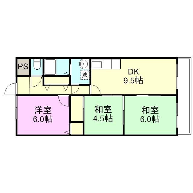 サングリーン中島(3DK/1階)の間取り写真