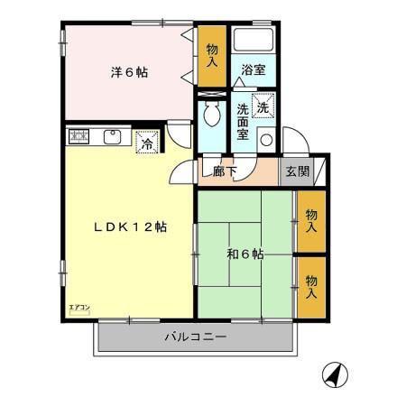 オールパレスA/B(2LDK/2階)の間取り写真