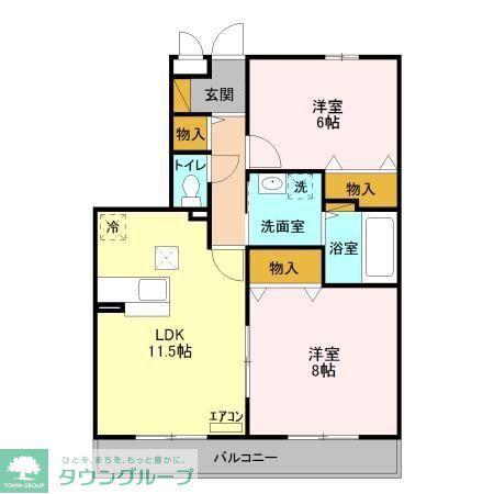 アルファタウン天王台(2LDK/1階)の間取り写真