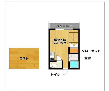 セピアハイツ日佐(ワンルーム/2階)の間取り写真