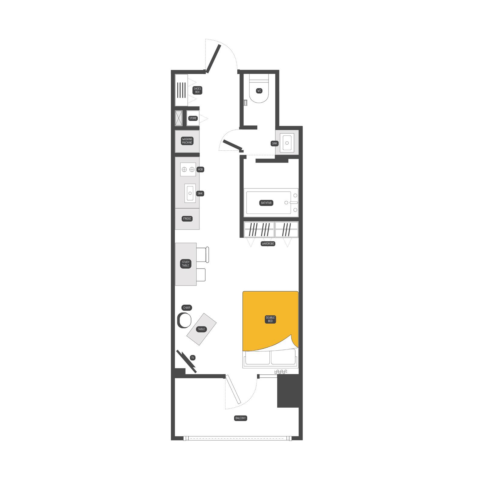 DASH LIVING KURAMAE- STUDIO(1LDK/3階)の間取り写真