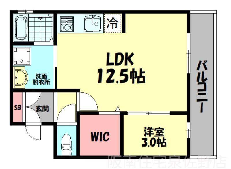 アドマス鶴原(1LDK/3階)の間取り写真