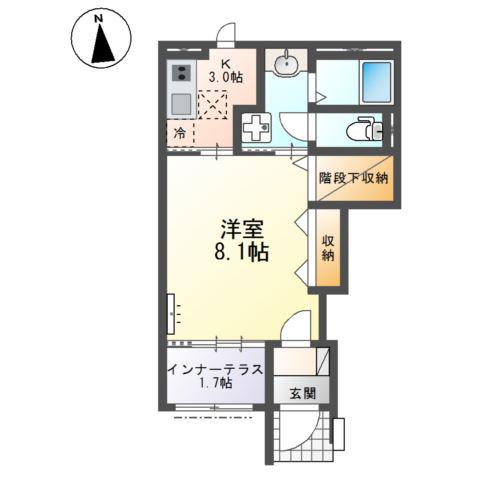 岐阜市黒野 工事(1K/1階)の間取り写真