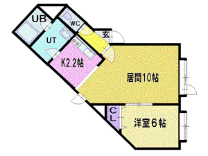 清田レモンハイツ2(1LDK/3階)の間取り写真