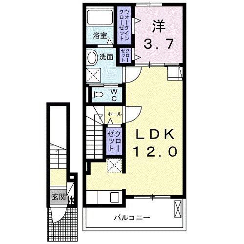 アヴェニール アン(1LDK/2階)の間取り写真