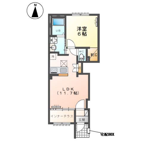 つくば市高野アパート(1LDK/1階)の間取り写真