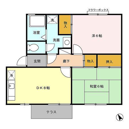 セントラル野口 D(2DK/1階)の間取り写真