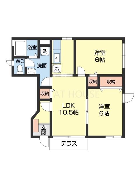 ラグーナ園部(2LDK/1階)の間取り写真