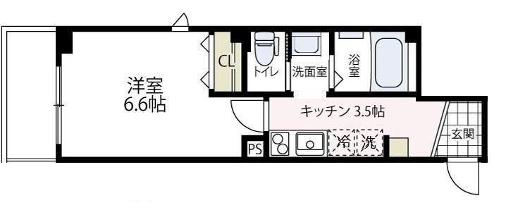 ラフィネ横浜(1K/2階)の間取り写真