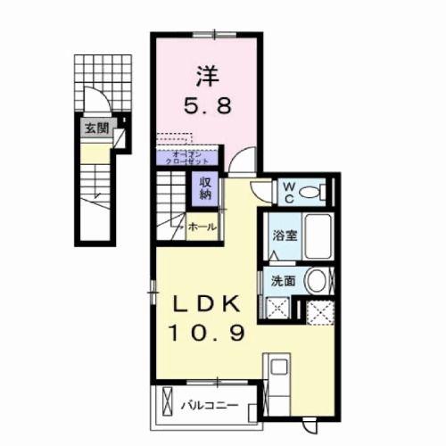 PROUD22並木(1LDK/2階)の間取り写真