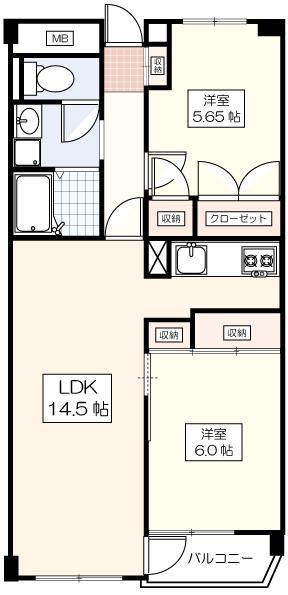 イノグリーンフォレスト(2LDK/3階)の間取り写真