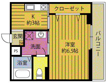 デュエールフジ(1K/1階)の間取り写真