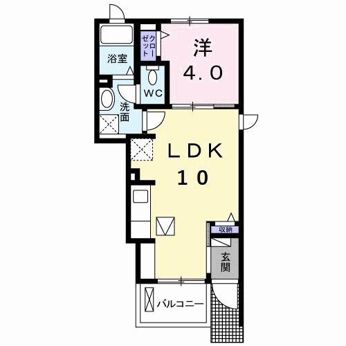 ルネッサンス(1LDK/1階)の間取り写真