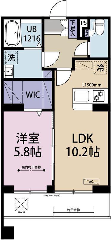 RIZ RAFFINE湘南(1LDK/1階)の間取り写真