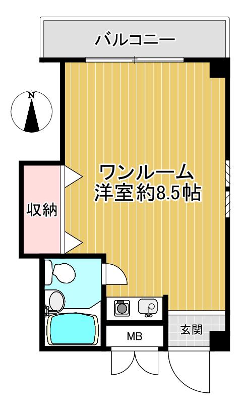 諸岡ビル(ワンルーム/4階)の間取り写真